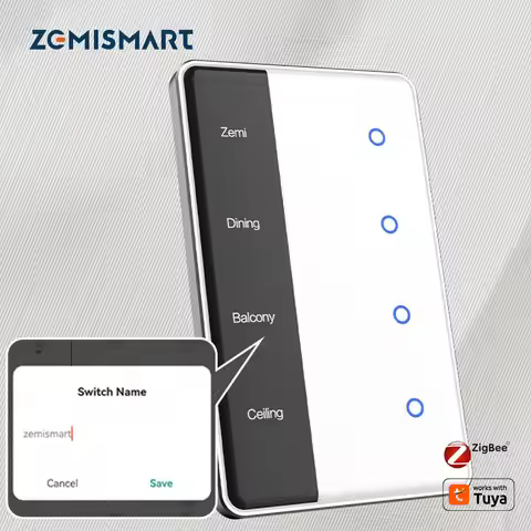Zigbee DIY Name Switch with Display Screen Touch Panel US Light Switch Works with Tuya Smart App Hom
