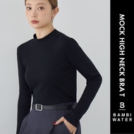 JAPAN PATENTED 24HRS Bra Padded Mock Neck Long Sleeve Top ｜ Anti-Sagging Up Fit Sleep BAMBI WATER