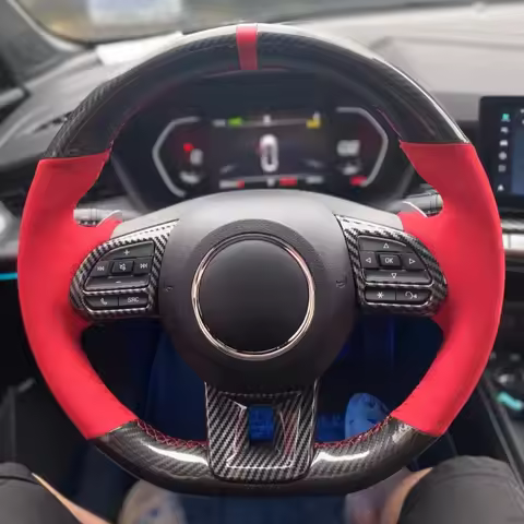 Car Steering Wheel Cover Carbon Fiber Braid For MG ZS HS GS MG 5 6 RX5 RX8 ZST ZS EV 2017-2023 Auto 