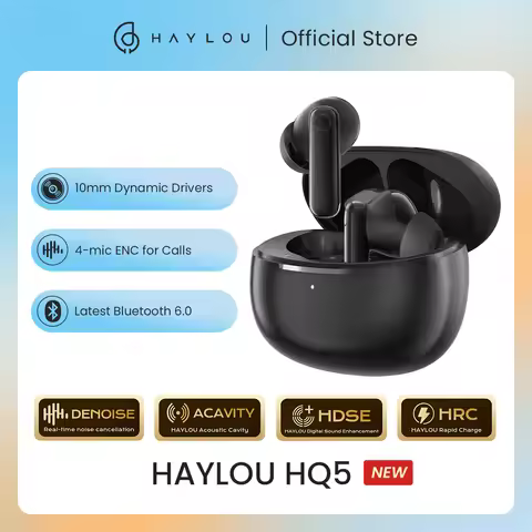 HAYLOU HQ5 ANC Wireless Earphones Bluetooth 6.0 Noise Cancellation Headphones -28dB Fast Charge Earb