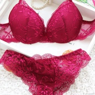 Set Bra + Celana Dalam Motif Bordir Lace untuk Wanita