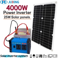 JUXING  Solar Panel Power Inverter Kit DC12V to AC220V 4000W Car Inverter Built-in Solar Controller 