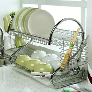 Current!!! Dish Rack 2tier Stainless Steel Dish Drainer Dish Rack 2tier Layer New Cutlery Chopsticks New