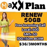 M1 Maxx Renew 3m Ez $36 (90D,50GB,FIC,Local:500m)