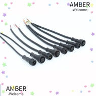 AMBER 2Pin 3Pin 4Pin Jack, Black Cable IP67 Male to Female Led Connector, LED Light Connector 2Pin 3