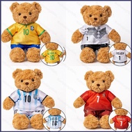 HT Cute Football Teddy Bear Plush Dolls Gift For Kids 2024 EURO Souvenirs Cosplay Messi CR7 Haaland 