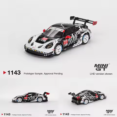 PreSale MINIGT 1143 1:64 Porsche 911 GT3 R #77 AO Racing IMSA Petit Le Mans Skeleton Rexy Halloween