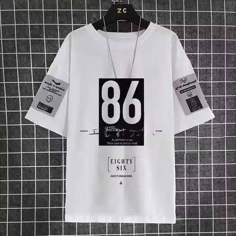 86 -Eighty Six- T-Shirt anime stuff man t shirt shirts graphic tee men T-shirt Short sleeve tee Anim