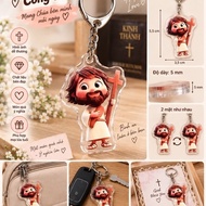 Combo of 3 chibi keychains Jesus - Mr. John's fake eraser - meaningful Catholic gift