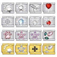 Diamond Set Series Stainless Steel Italian Modular Bracelet Welding Pattern DIY Bracelet Italian Cha