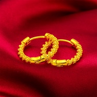 Original pure Hong Kong Gold 916 gold gypsophila earrings gold ring