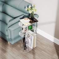 Acrylic Small End Table Beverage Table Small Bedside Table, for Sofa, Living Room, Bedroom, Easy Ass