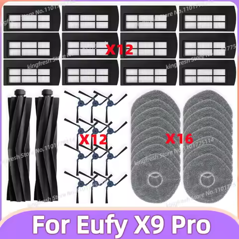Compatible For Eufy X9 Pro Robot Vacuum Replacement Parts Main Roller Side Brush Hepa Filter Mop Clo