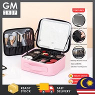 GMSHOP Multifunctional Makeup Cosmetic Bag With LED Mirror Portable Hand Held Large Capacity Profess