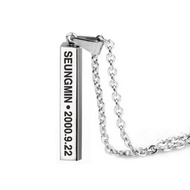 Stainless Steel KPOP Necklace 3D Rectangular Pendant Necklace HYUNJIN FELIX LEEKNOW BANGCHAN HAN Cha