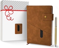 Promot PU Leather Notebook With Pen - A5 Lined Daily Journals For Writing Men Women Executive Hardco