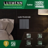 Luxmenn TouchMatte Hotel Switch 3 Gang 2 Way Light Way Grey, LUX-T3-K3 Series/2 GD