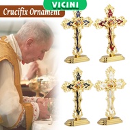 Standing Crucifix Saint Benedict Metal Crucifix Cross Ornament Decoration Car and Office