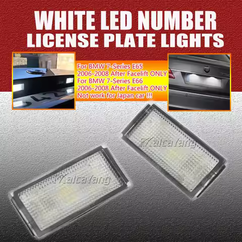 2Pcs Canbus LED License Plate Light For BMW 7 Series E65 E66 2006-2008 facelift only White Car-Styli
