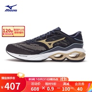 美津浓（MIZUNO）【WAVE CREATION23】男子运动鞋稳定支撑慢跑减震防滑运动跑步鞋 55/黑色/金色 43