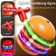 Gyro Toy Luminous Hamburger Battling Top Game With Music Portable Travel Game Interactive Y7b6