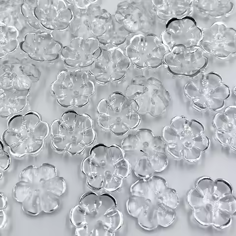 50pcs 15mm Silver transparent rose flower acrylic buttons for decoration handmade craft sewing acces
