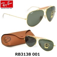 Original casual fashion men and women Aviator Shooter RB3138 gold/green sunglasses