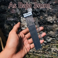 As Baja Hitam Bubut 3mm Panjang 15cm 45mm