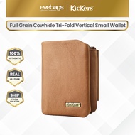 KICKERS Full Grain Cowhide Tri-Fold Vertical Small Wallet FREE Sim Pin KK08-KDQV51842