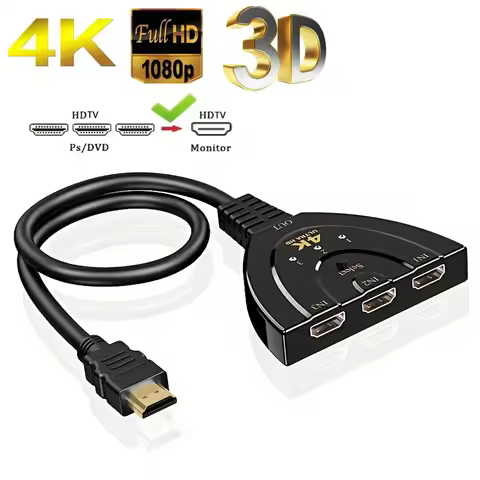 4K*2K 3 Port HDTV-compatible Switch 4K 3D VIdeo Switcher KVM Splitter 3 Input 1 Output Port Hub for 