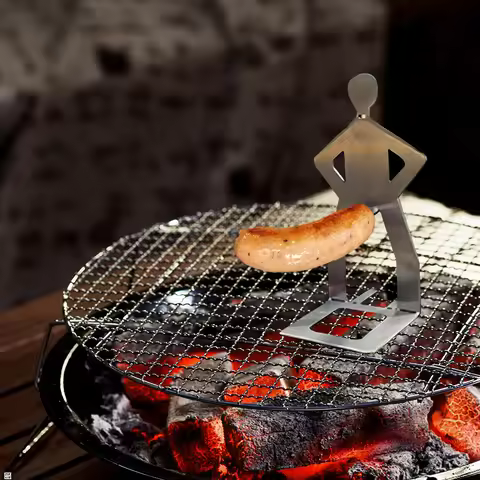 Stainless Steel BBQ Sausage Holder Novelty Party Camping Gifts Funny Sausage Roaster Reusable Hot Do