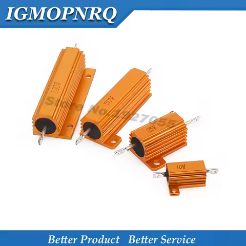 1PCS 5W 10W 25W Aluminum Power Metal Shell Case Wirewound Resistor 0.01 ~ 30K 1 2 3 5 6 8 10 20 100 