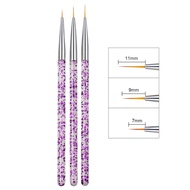 Nawoelite 3 Pieces Uv Gel Nail Art Pen Brush 3D Striped Diy Tools