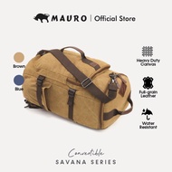 MAURO Convertible Vintage Canvas Leather Backpack 34L Travel Bag Baju Beg Retro Canvas Beg Backpack 