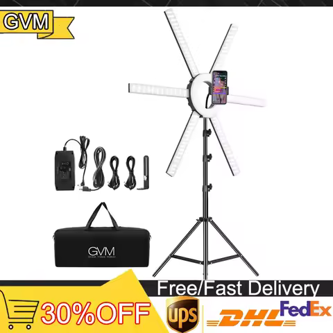 GVM 600S LED Ring Light 90W 3200K-5600K Led Video Light Kit with Detachable Light Bars Photography L