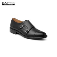 DAPPER รองเท้าหนัง แบบสวม Double Monk Strap Shoes สีดำ