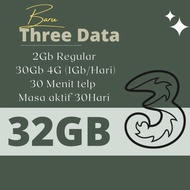Paket Internet Three 32GB + Telfon I Tri Data Internet 32GB + Telpon