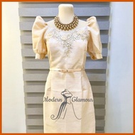 ♂ ∛ ➝ MID Dress Puffed Sleeve Ninang Gown, Mother Dress