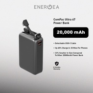 ENERGEA ComPac Ultra 67 Power Bank With Build In USB-C Cable - Gunmetal (67W/20000mAh)