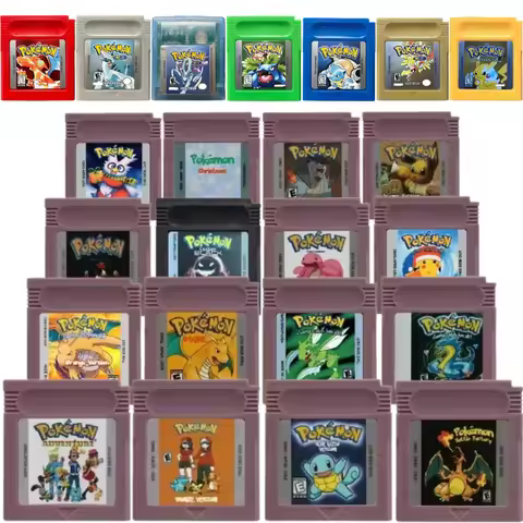 37 Styles GB Game Cartridge Pocket Monster Classic Red Blue Green Gold Silver Crystal + Fan Made Hac