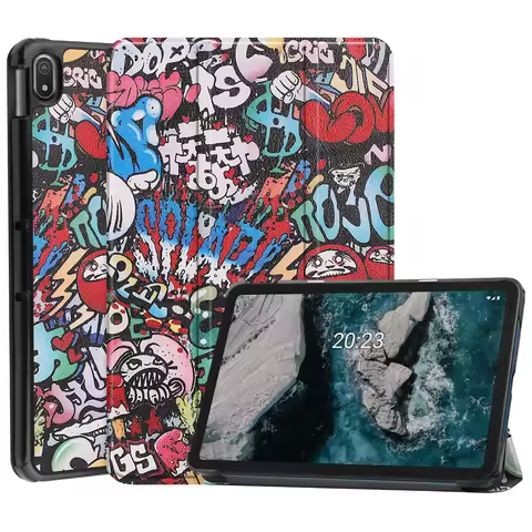 PU Leather Protective Case for Nokia T21 T20 10.4 Inch Tri-Folidng Magnetic Flip Back Cover for Noki