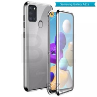 Case Samsung A21s Magnetic Double Glass Tempered Casing Cover Hadrcase