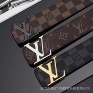 Lv buckle belt men fashion Casual all-match young people letter v soft pants high end genuine leatherpd22