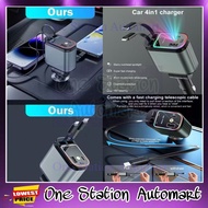 4 IN 1 Car Charger Fast Charging USB Type C Scalable Car Phone Charge For IOS Android Phone charger 