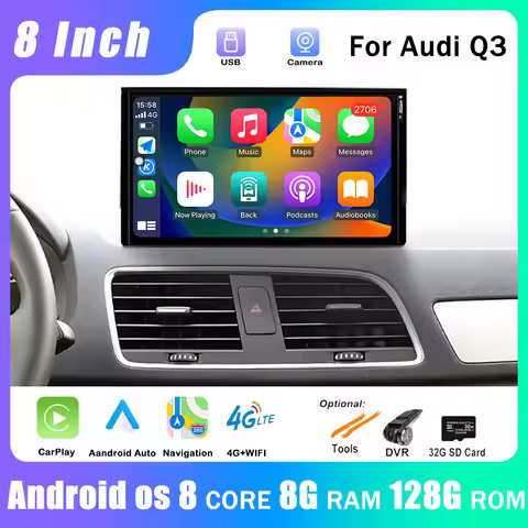 8" Android OS Autoradio For Audi Q3 2013 2014 2015 2016 2017 Car Wireless Multimedia Carplay Stereo 