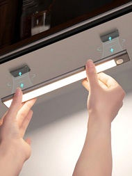 1入組led動態感應櫥櫃燈,櫥櫃照明,無線磁性usb可充電廚房夜燈,電池供電,適用於衣櫥,櫥櫃,樓梯走廊架子等