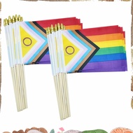 50 Pack Intersex Progress  Pride Stick Flag Small Mini Rainbow Hand Held LGBTQ Flags,5x8 Inch