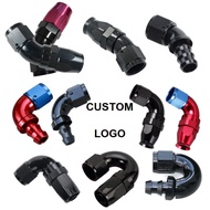 Haofa logo print 45/90 degree ptfe swivel one piece full flow 8 an fitting dash 4 6an an8 10an fitti