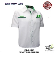 Baju Kemeja Korporat PAS Warna PUTIH/HIJAU (LOGO PAS & NAMA) (FP-817E LENGAN PENDEK) (FP-917E LENGAN