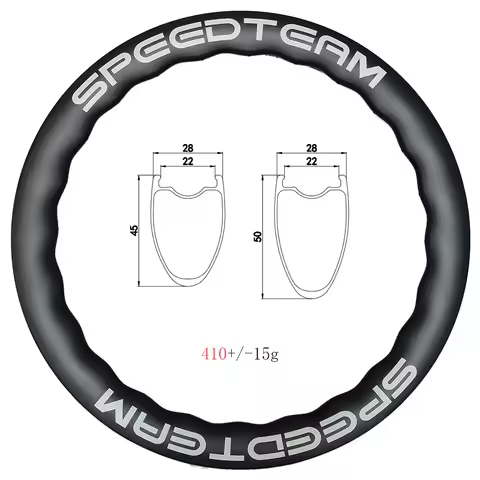 SPEEDTEAM 410g 700C 45mm 50mm profile carbon bike wave rim 28mm wide 22mm inner 24 holes disc 622 al